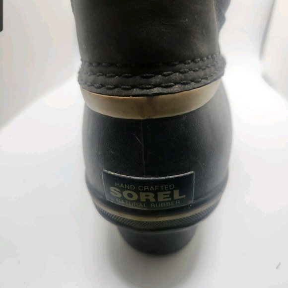 Sorel Fancy Lace II Black Suede Rubber Waterproof Mid Calf Boots size 9.5 Felt - Picture 6 of 9